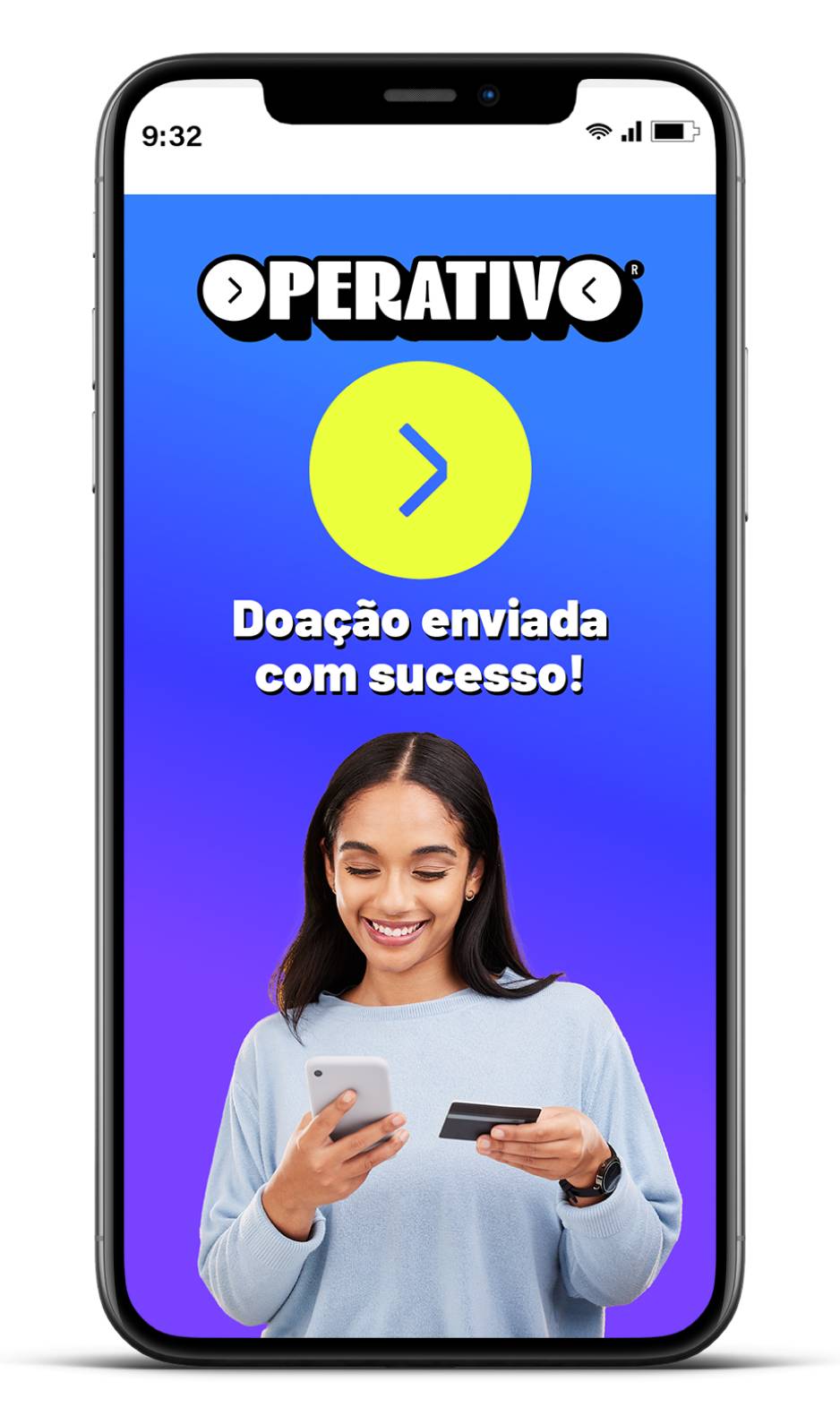 Pessoa feliz com doação